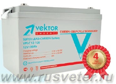 Аккумулятор VEKTOR VPbC 12-100, Carbon